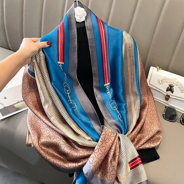 2022 New Luxury Brand Silk Scarf Women Beach Shawl Wrap Female Cashmere Scarves Chiffon Hijab Poncho Winter Cape Blanket Scarf