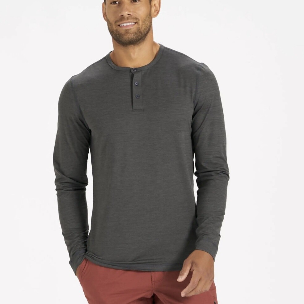 Vuori Ease L/S  Henley Charcoal Heather