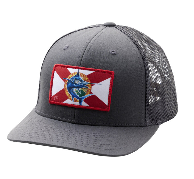 Huk Florida curved snap charcoal hat