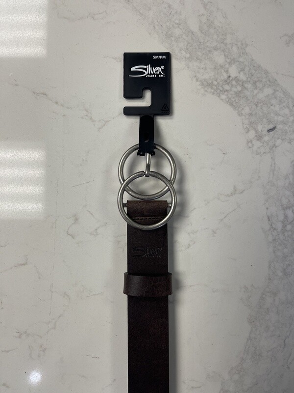 Silver Jeans Oring Leather Belt Brown