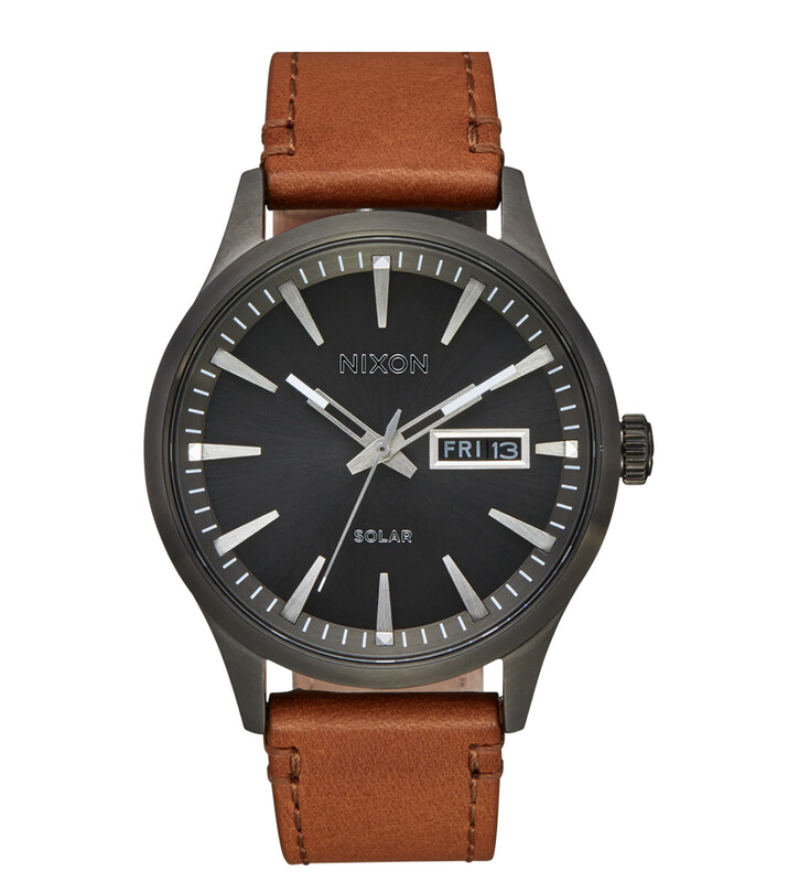 Nixon Sentry Solar Leather Gunmetal