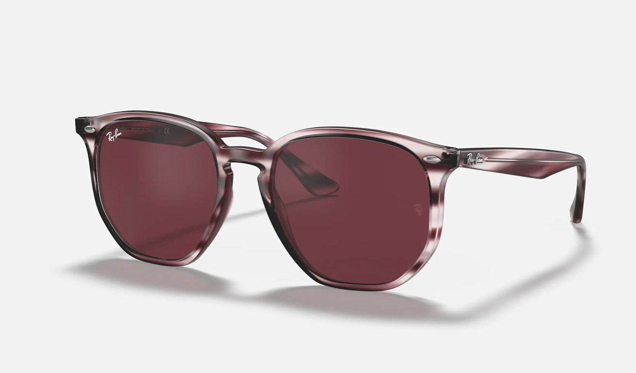 Rayban Hexagonal Acetate Striped Bordeaux Havana with Violet