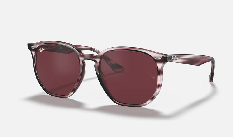 Rayban Hexagonal Acetate Striped Bordeaux Havana with Violet