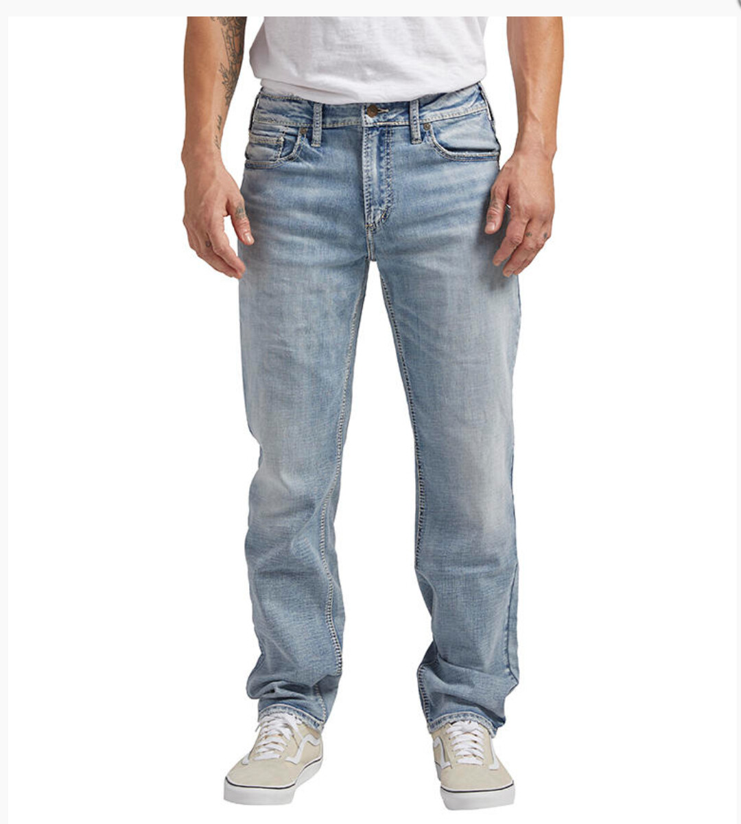 Silver Eddie Athletic Fit Tapered Leg Jeans 130