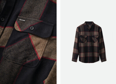 Brixton BOWERY L/S FLANNEL Heather Grey/Charcoal
