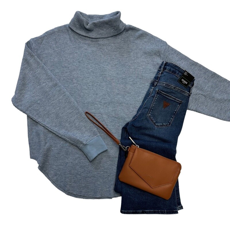 TeamLtd Waffle Turtleneck Blue