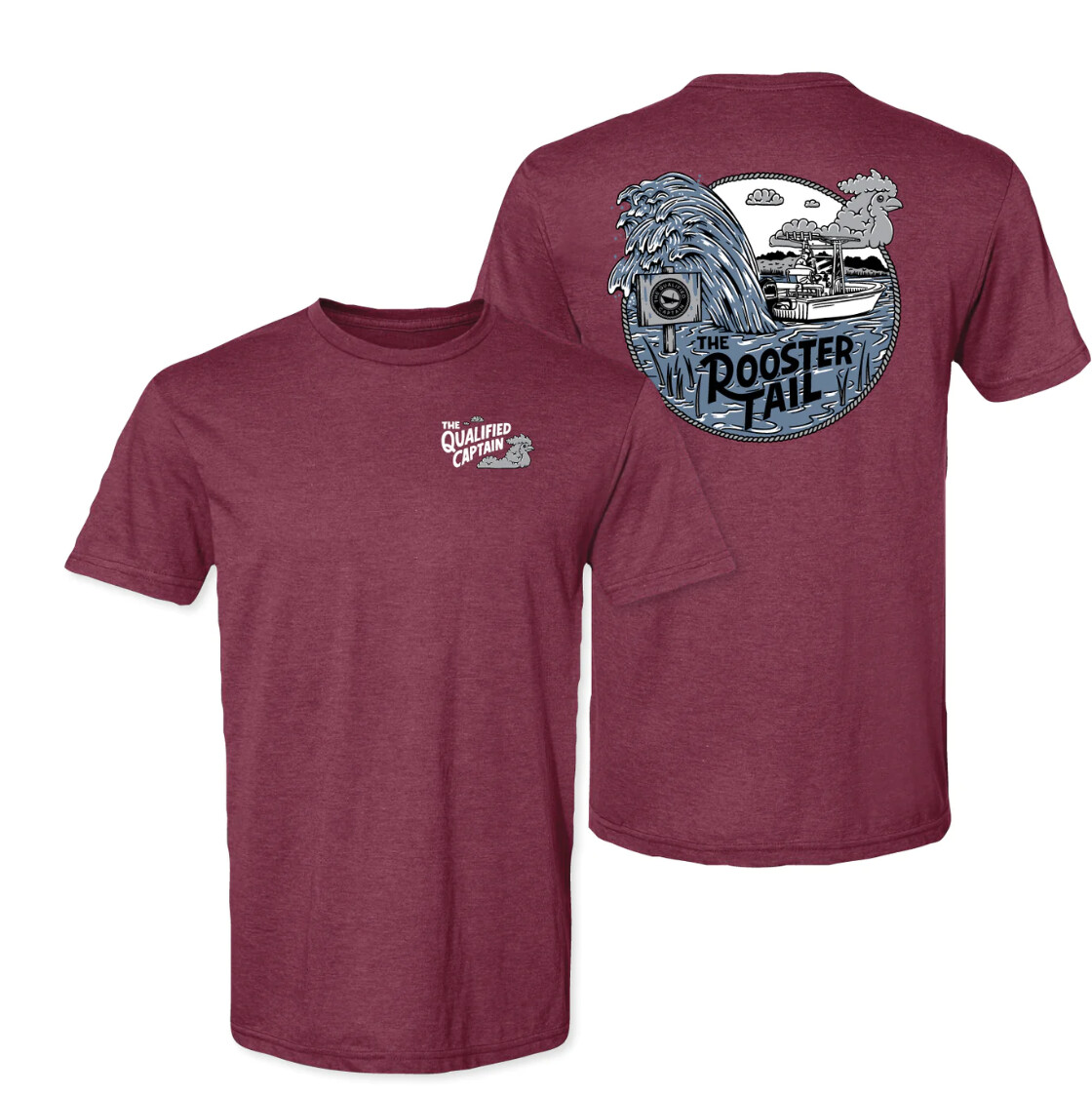 The Qualified Captain Rooster Tail Tee Maroon