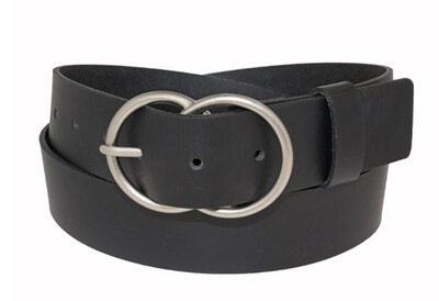 Silver Jeans Double Oring Leather Belt Black