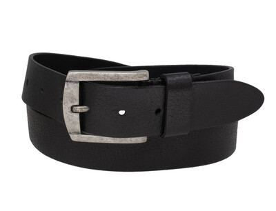 Silver Black Leather Belt