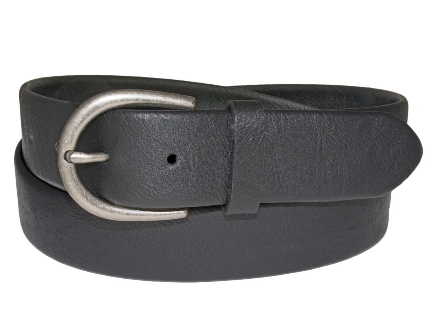 Silver Ladies Black Leather Belt
