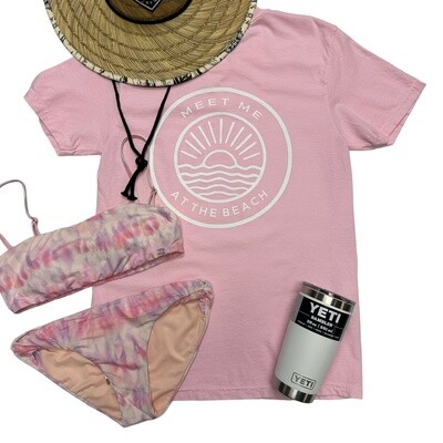 Meet Me At The Beach Tee Pink