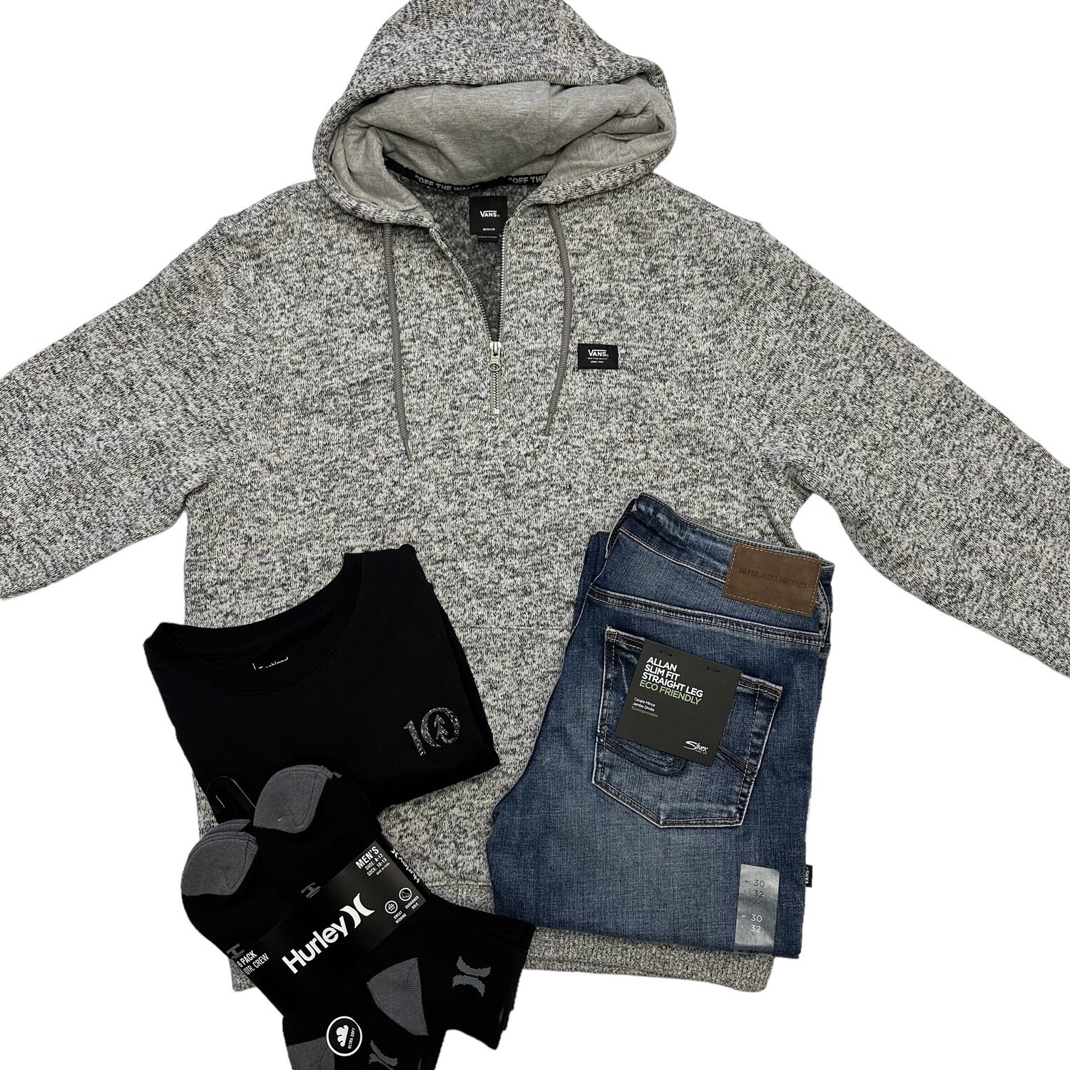 Vans FLURRY HALF ZIP PULLOVER Lunar Rock Heather