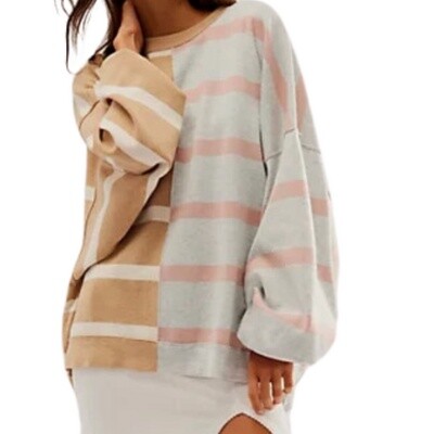 Free People Uptown Stripe Pullover Camel