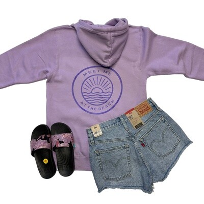 Meet Me At The Beach Lavender Hoodie Purple Circle Logo