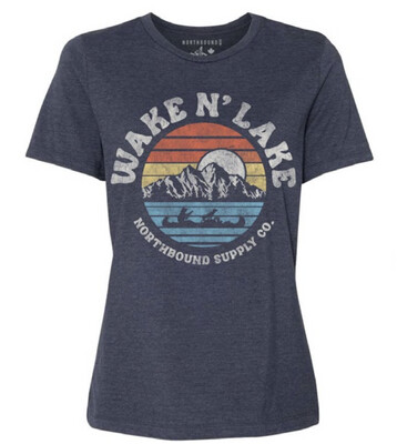 Northbound Supply Co.Wake N’ Lake Navy Heather Relaxed Fit T-Shirt