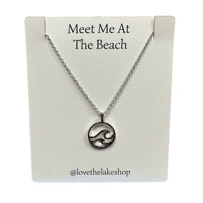 Meet Me At The Beach Wave Necklace Silver