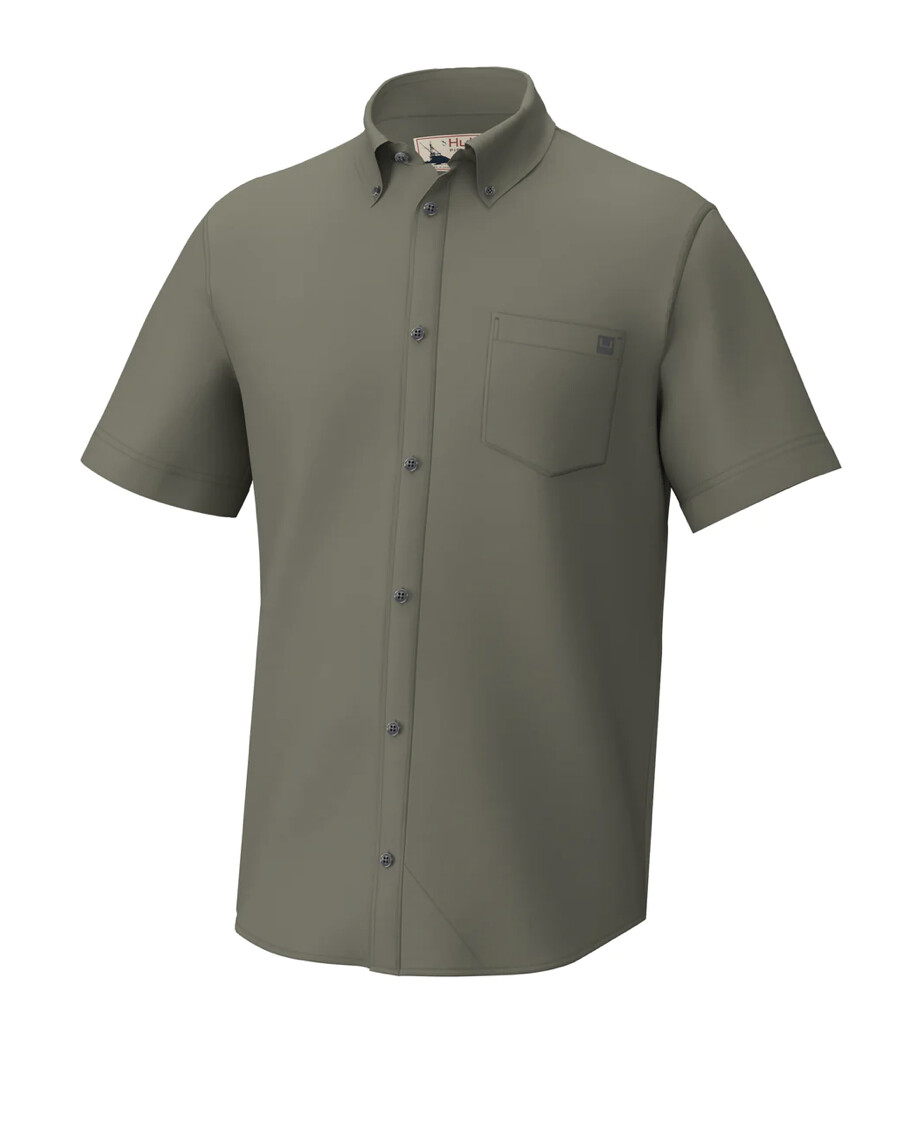HUK KONA BUTTON-DOWN MOSS SS