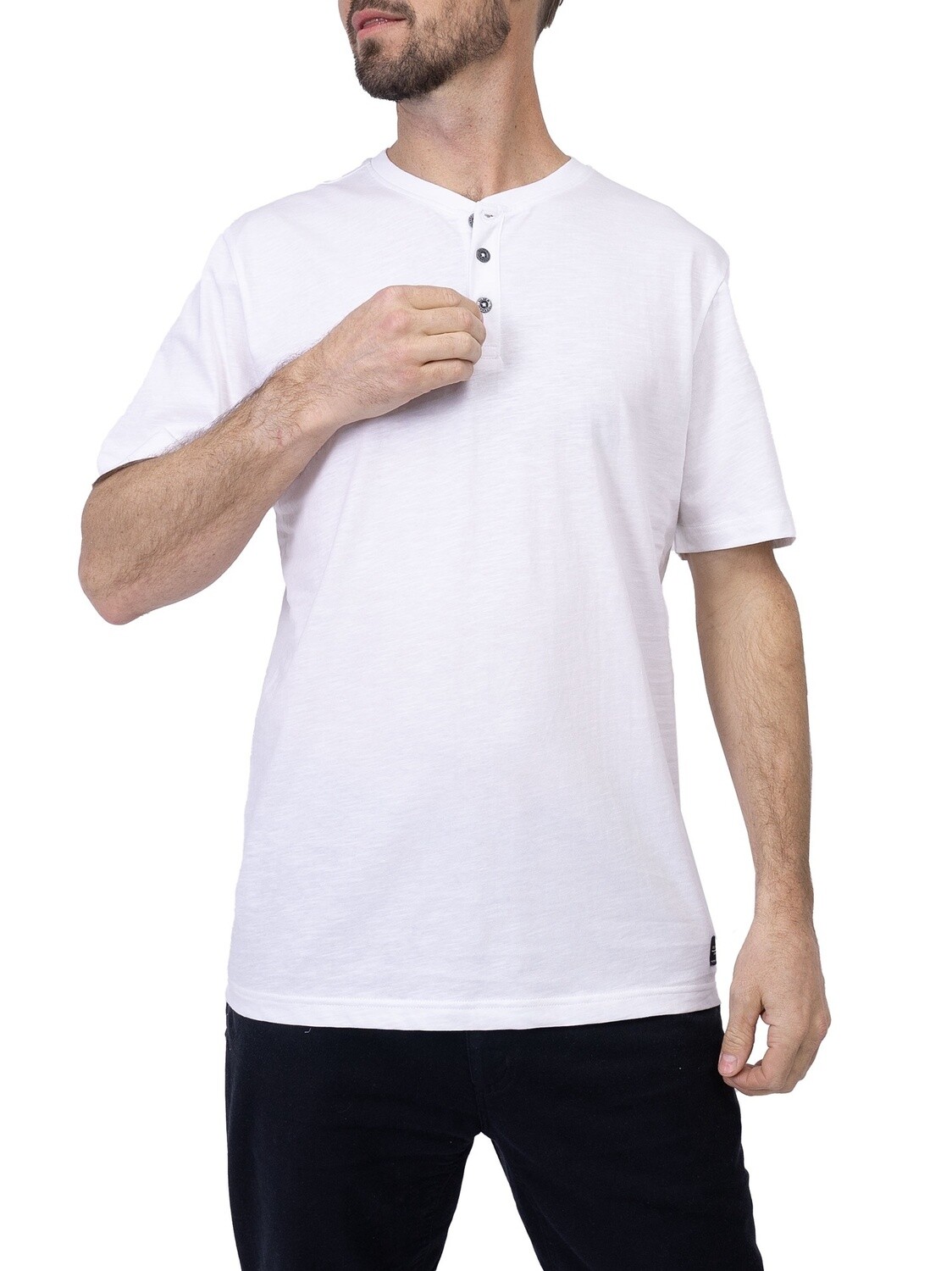 Silver Jeans Slub Henley White