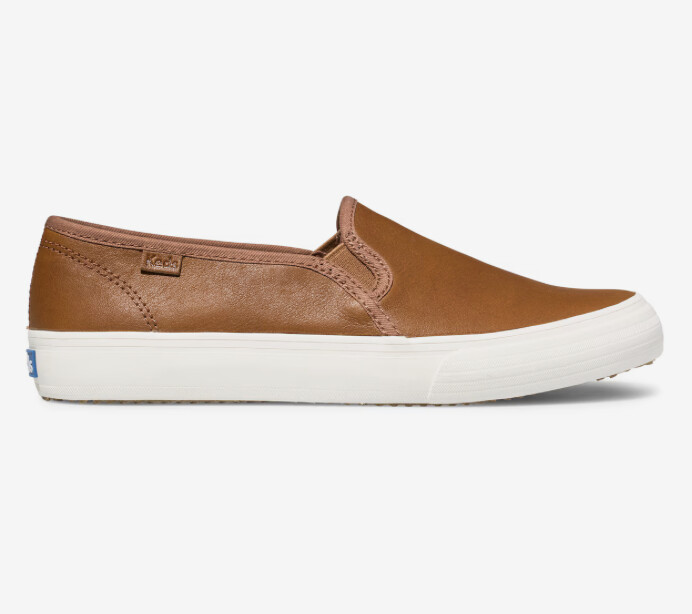 Keds Double Decker Leather Slip On Cognac