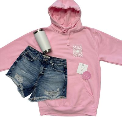 Let&#39;s Watch The Sunset Pink Hoodie Burst Logo