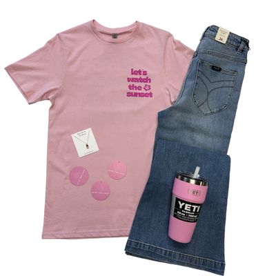 Let&#39;s Watch The Sunset Pink Tee Hibiscus Logo
