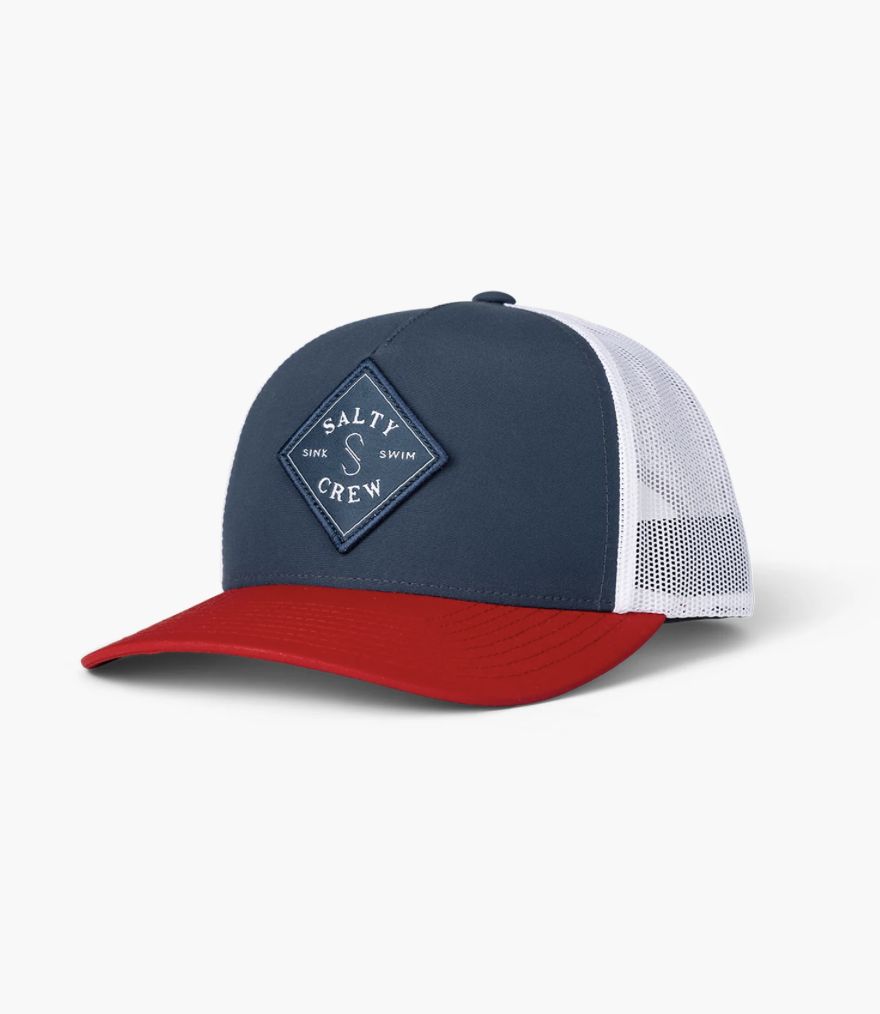 Salty Crew Sealine Navy Red Curved Snapback