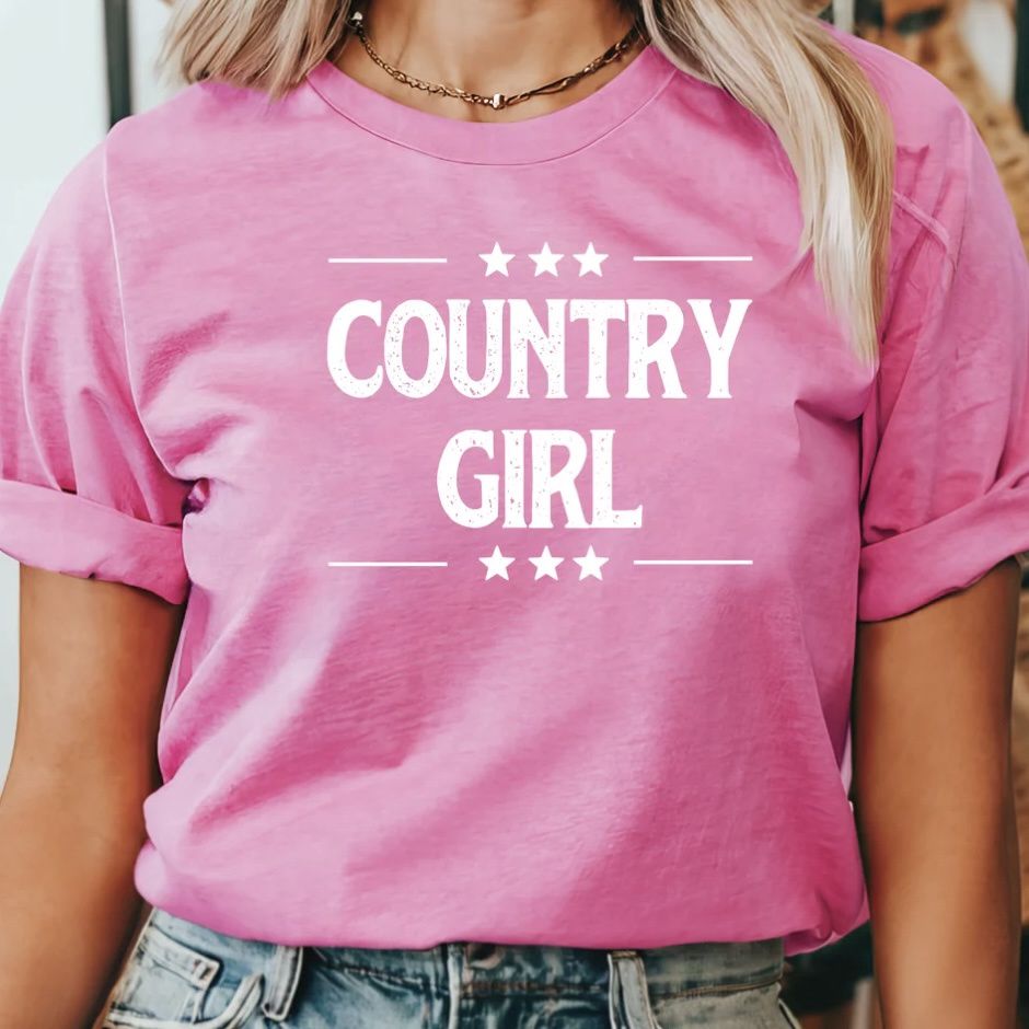 Country Girl Tee Hot Pink