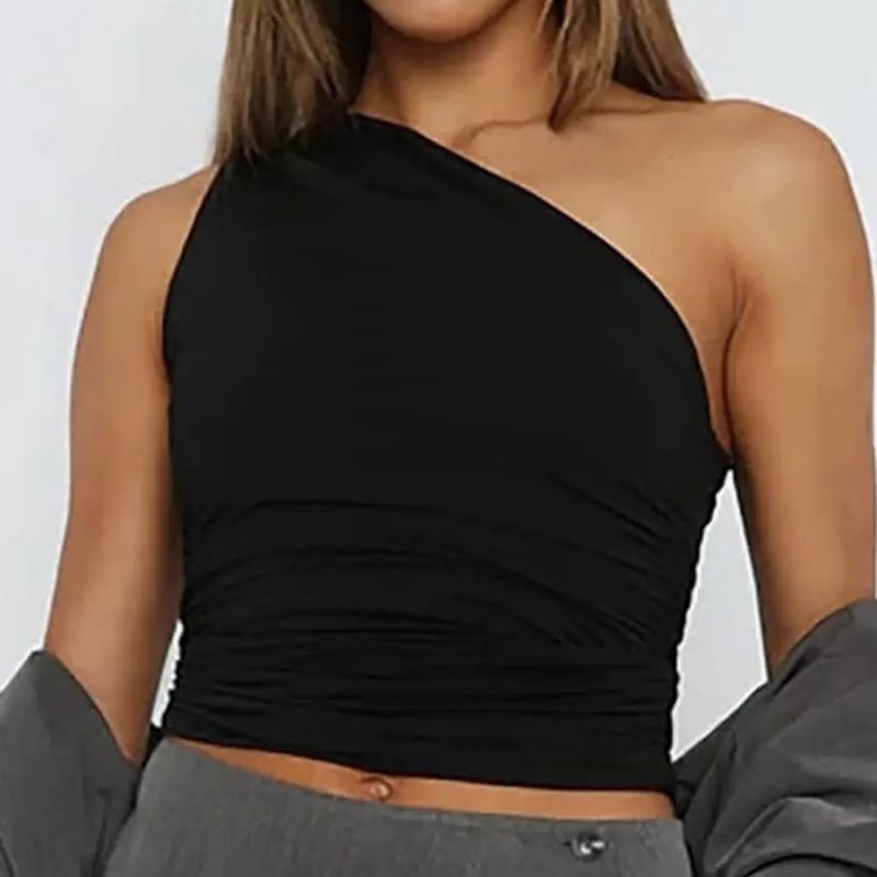 Lovesoft One Shoulder Top Black