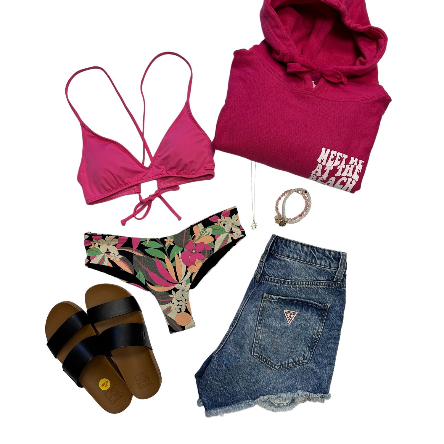Roxy Classics Bikini Shocking Pink with ANTHRACITE PALM SONG
