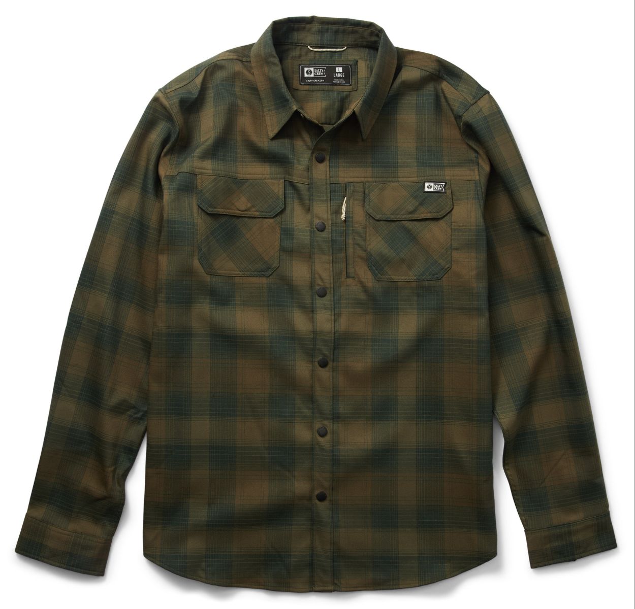 Salty Crew Phantom LS Tech Flannel Olive