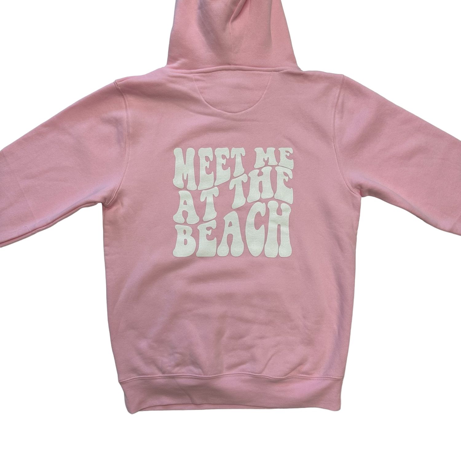 Meet Me At The Beach Pink Hoodie Bubble Logo