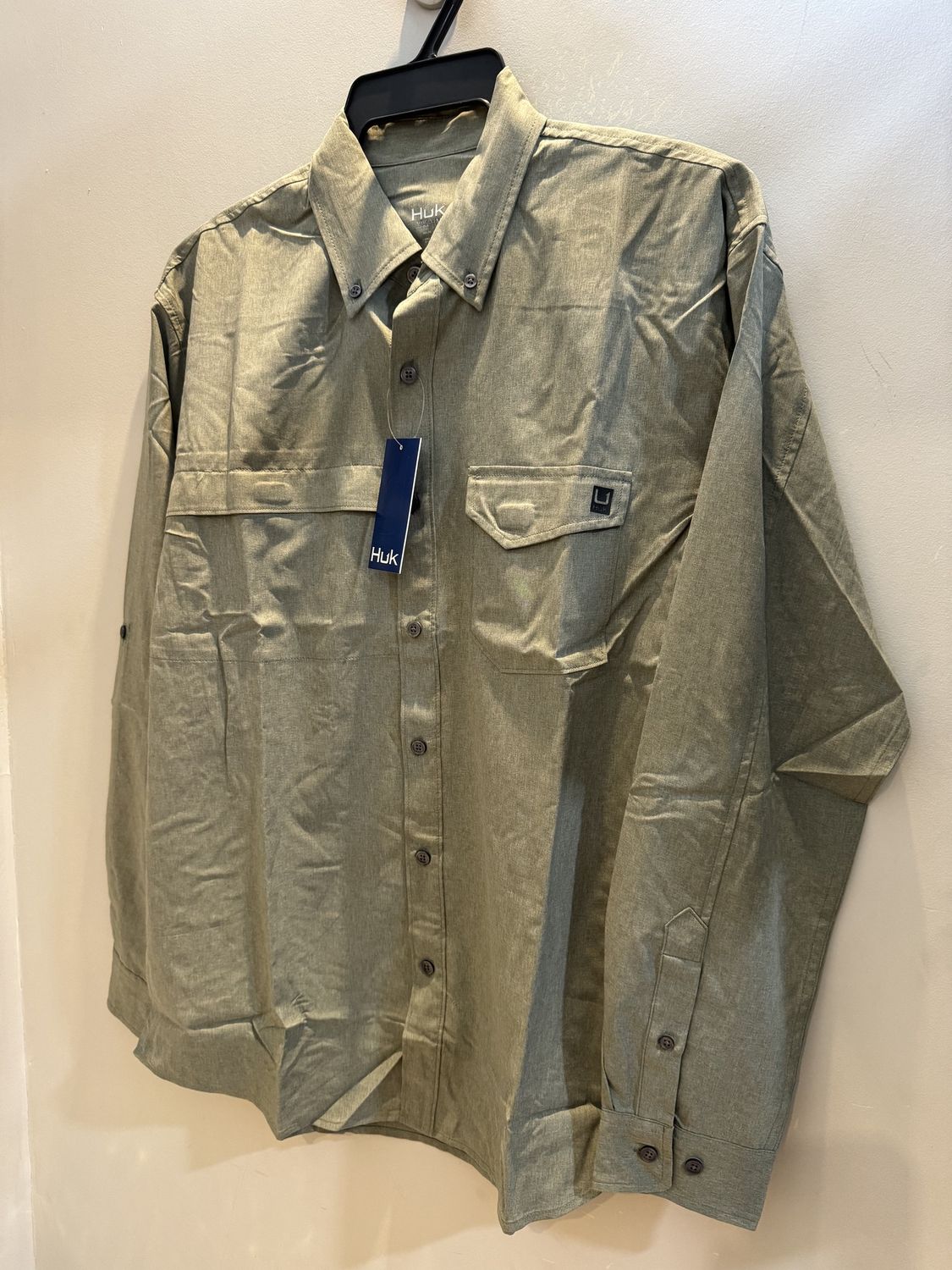 HUK Tide Point LS Chambray Green