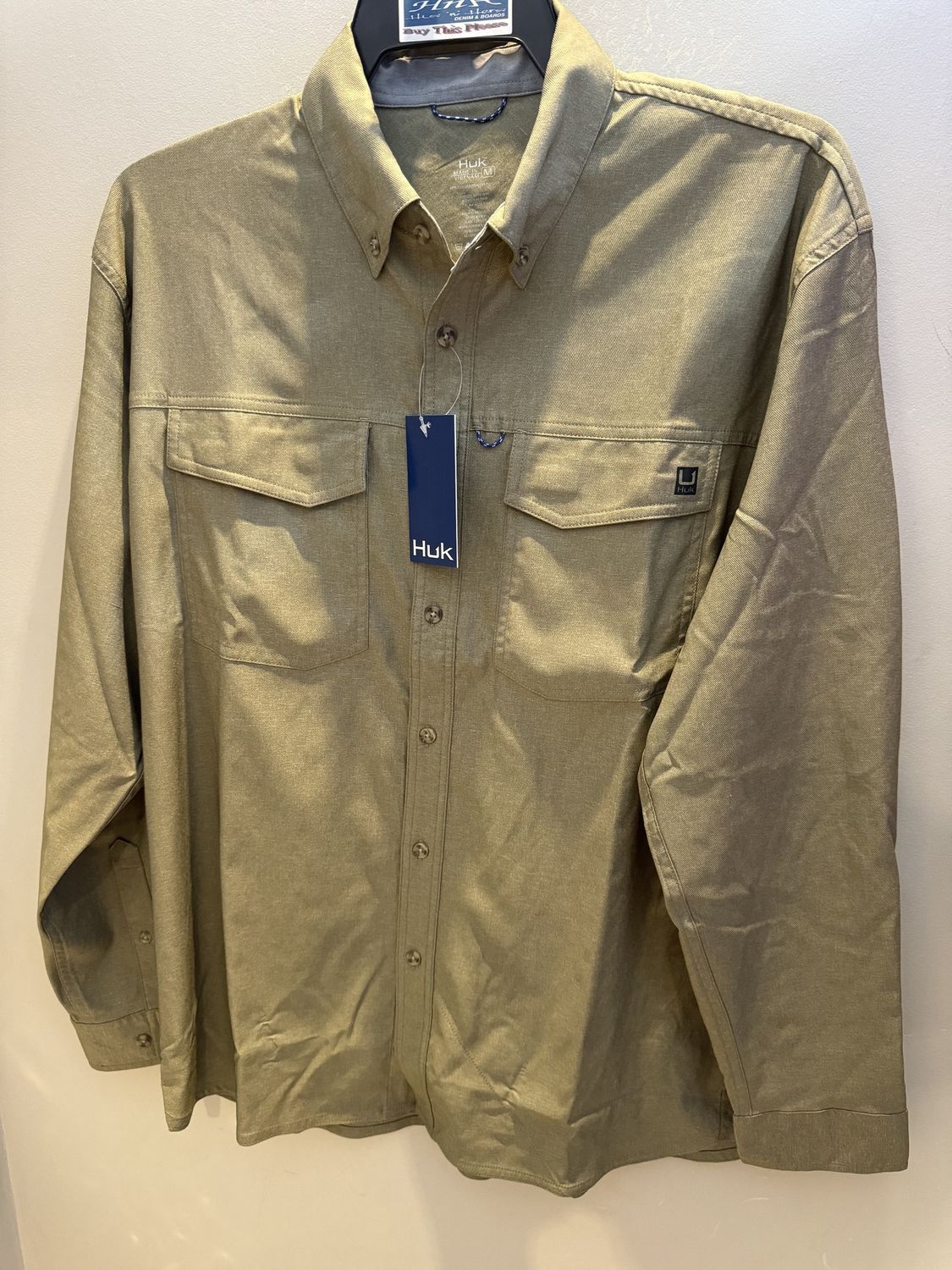 HUK Hawser Heather Flannel Khaki LS