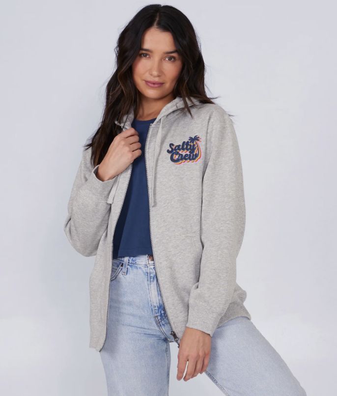 Salty Crew Seventies Zip Hoodie Heather Grey