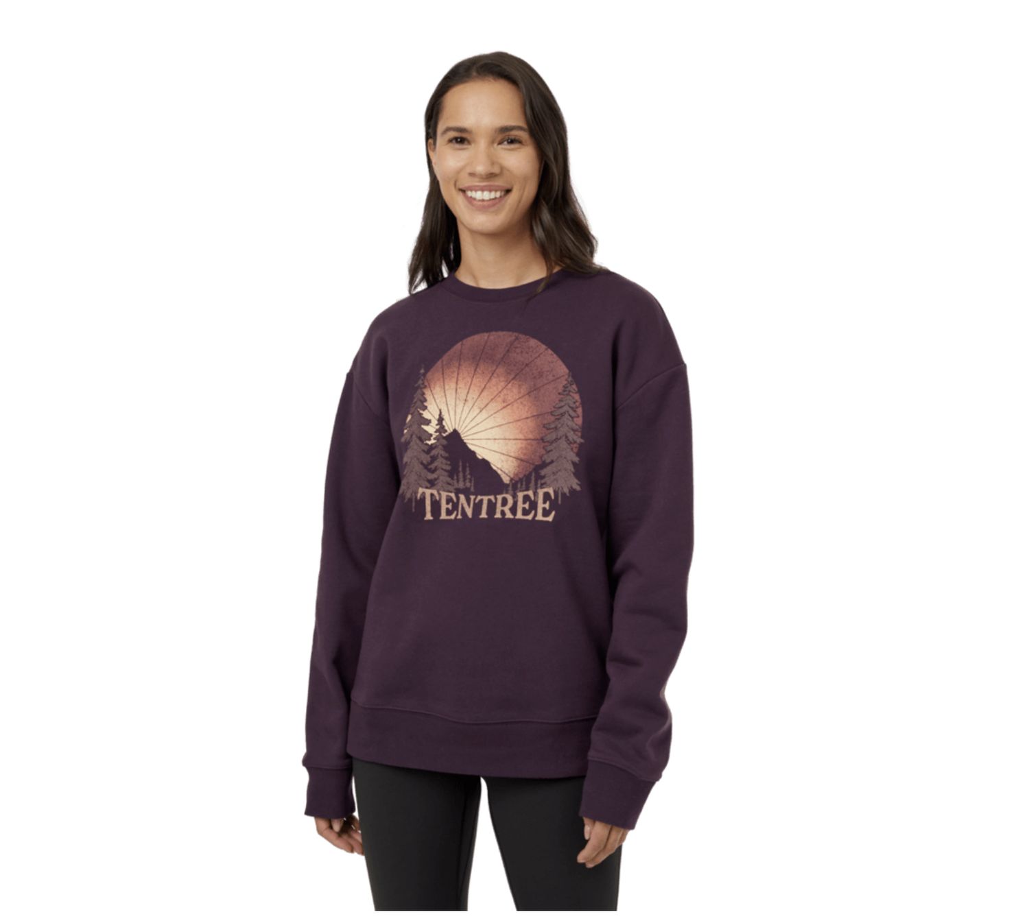 Tentree W Twilight Forest Crew Midnight Plum Wntr Wheat
