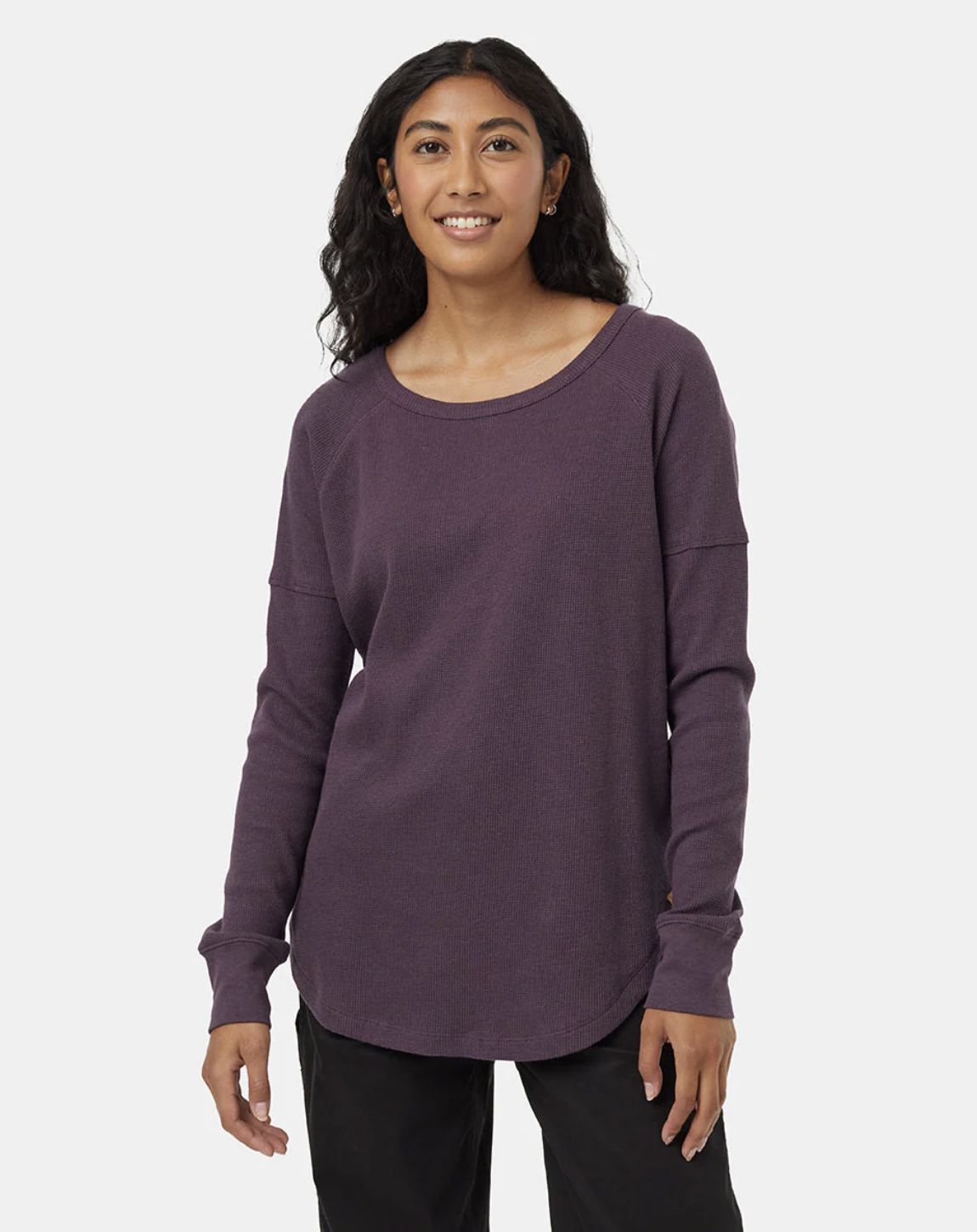 Tentree TreeWaffle Crew Longsleeve Midnight Plum