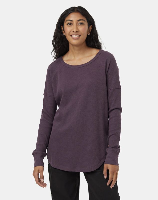 Tentree TreeWaffle Crew Longsleeve Midnight Plum