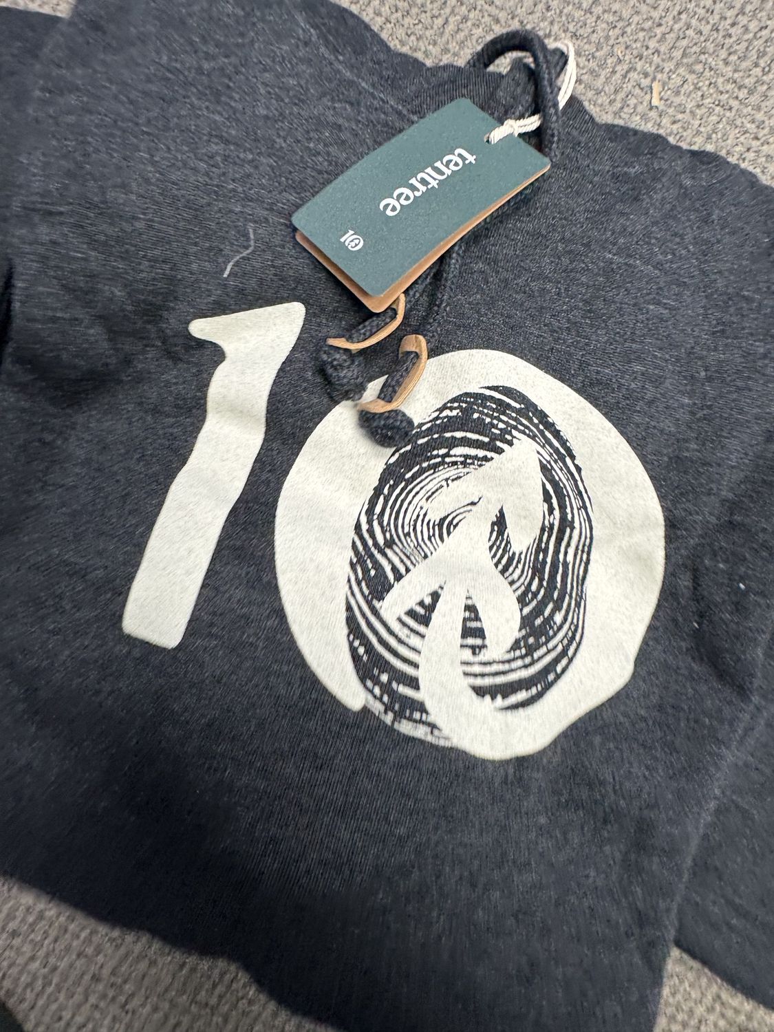 Tentree Woodgrain Black Heather Logo Hoodie