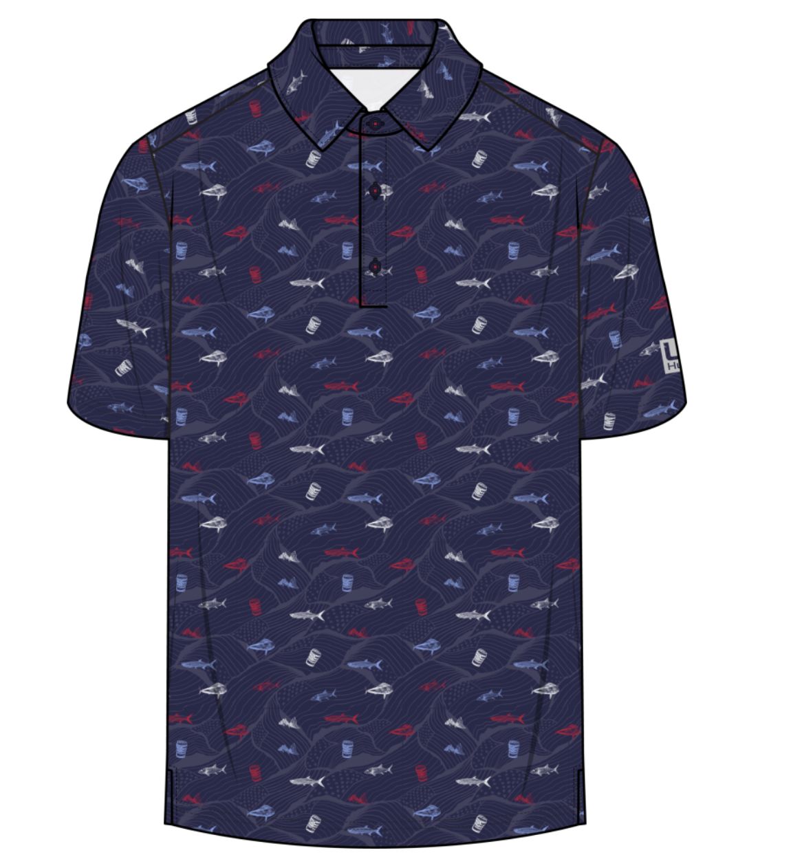 HUK Pursuit KC Printed Polo Navy