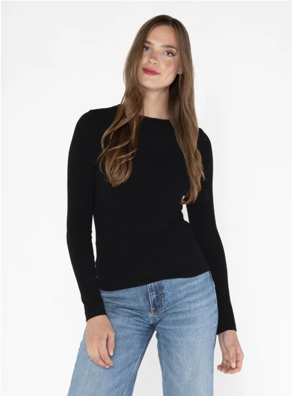 C&#39;est Moi Bamboo Long Sleeve Crew Neck Black