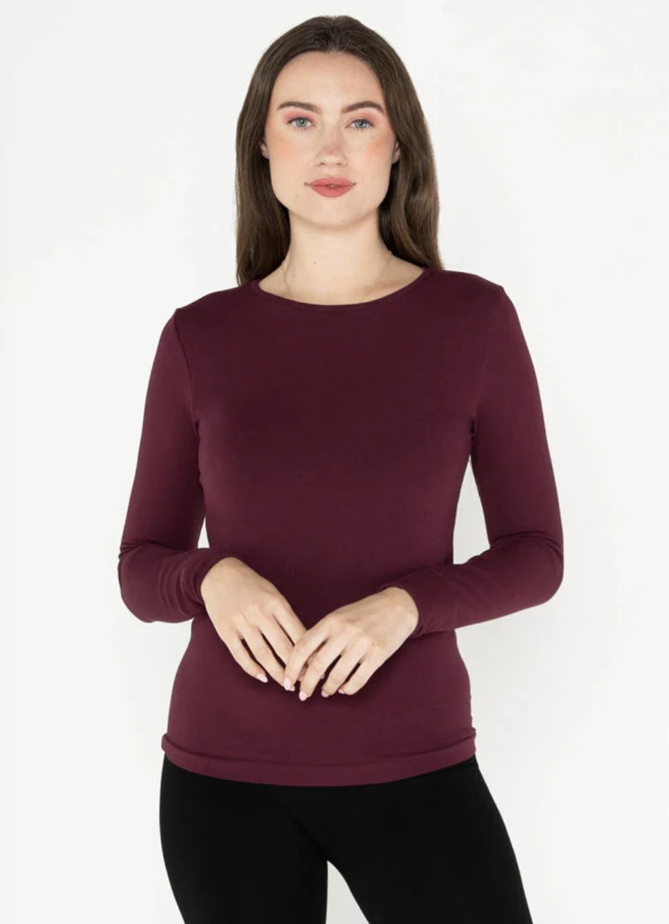 C&#39;est Moi Bamboo Long Sleeve Crew Neck Bordeaux