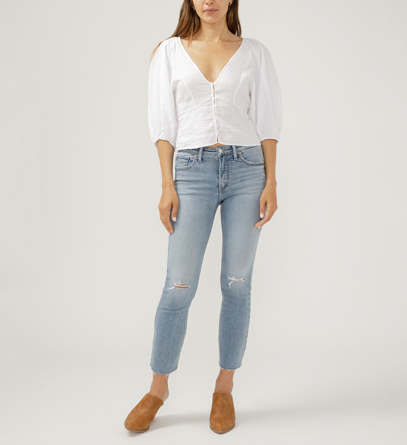 Most Wanted Mid Rise Ankle Straight Leg Jeans 27&quot;