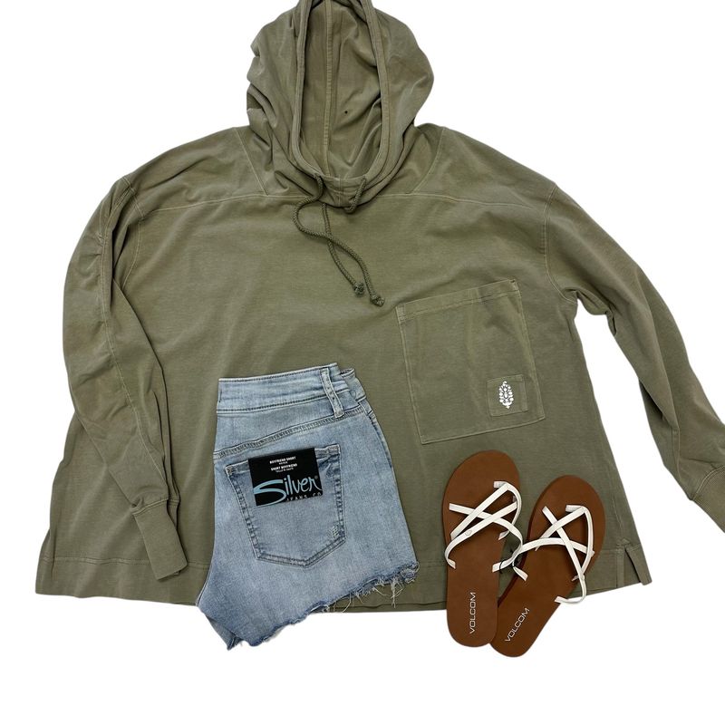 Free People Hot Shot Hooded Layer Coddy Sage Stone