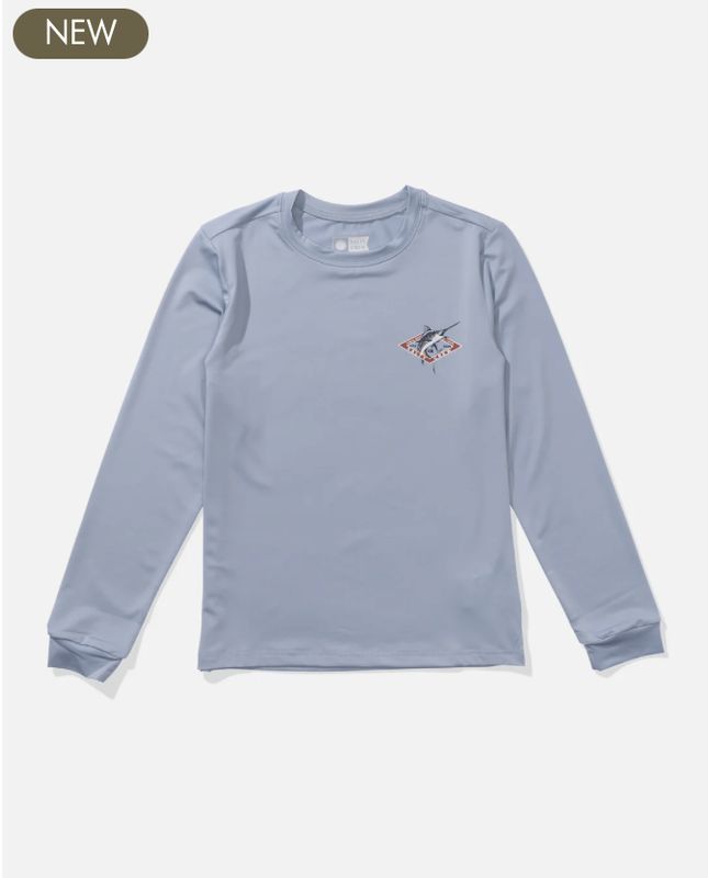 Salty Crew Diamond Marlin Boys Long Sleeve Sunshirt - Blue Fog