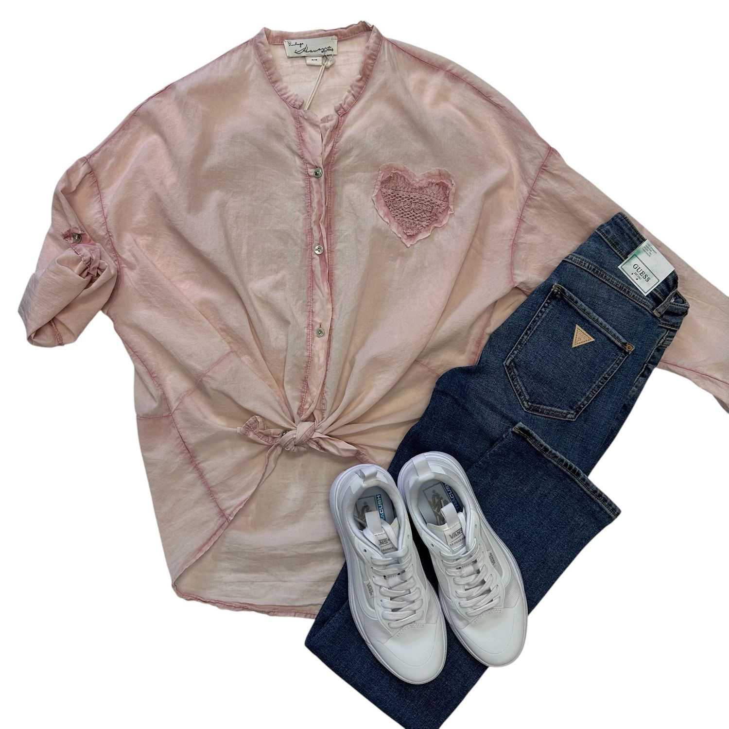 Vintage Havana I Heart You Blouse Pink