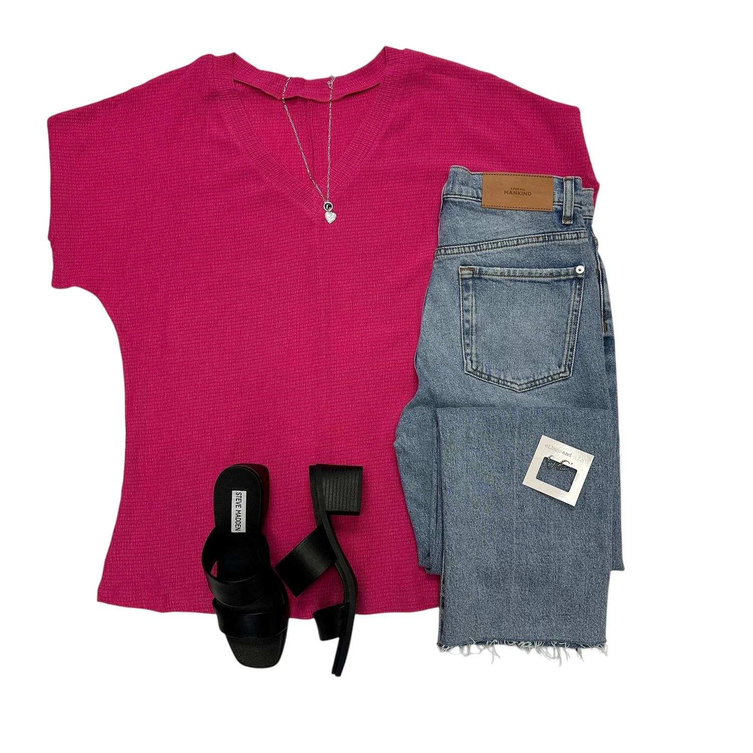 Lovesoft V-Neck Blouse Bright Pink