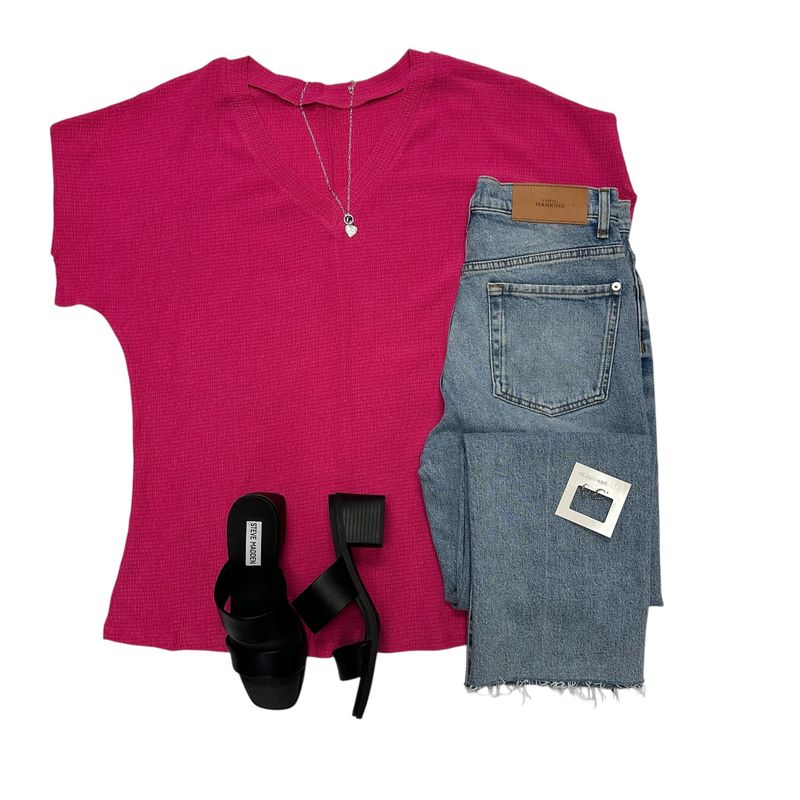 Lovesoft V-Neck Blouse Bright Pink