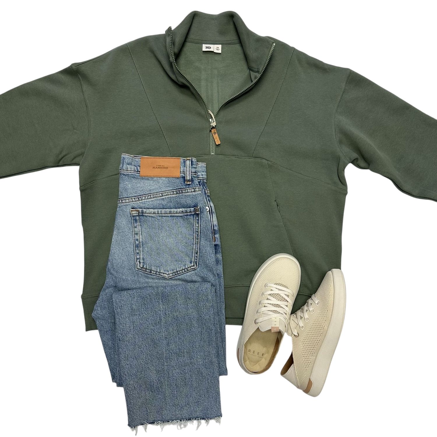 TenTree Finlayson 1/4 Zip Agave Green