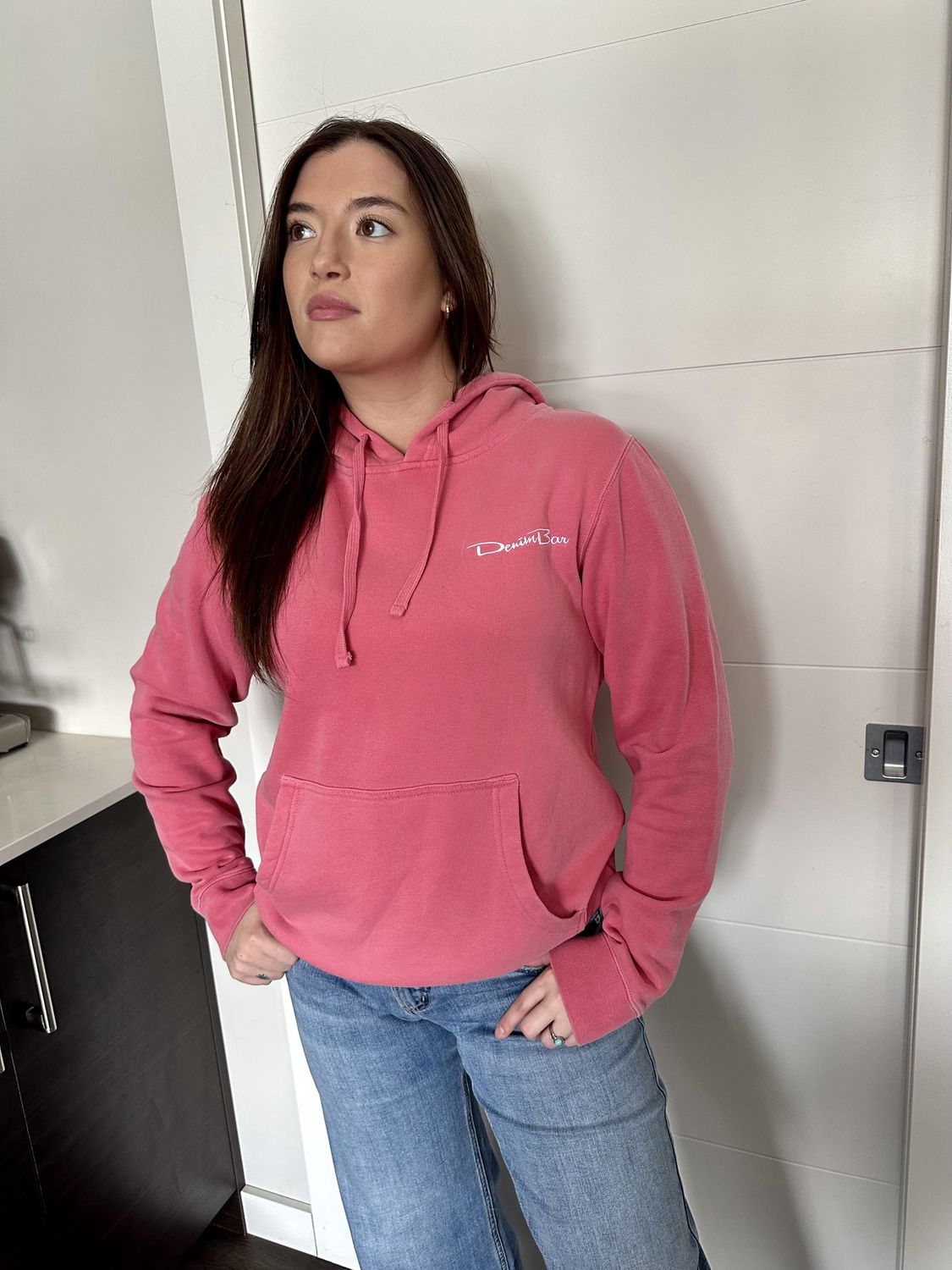 denimbar Hoodie Pigment dyed Pink