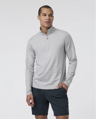 Vuori Ponto Half Zip Mock Neck Light Heather Grey